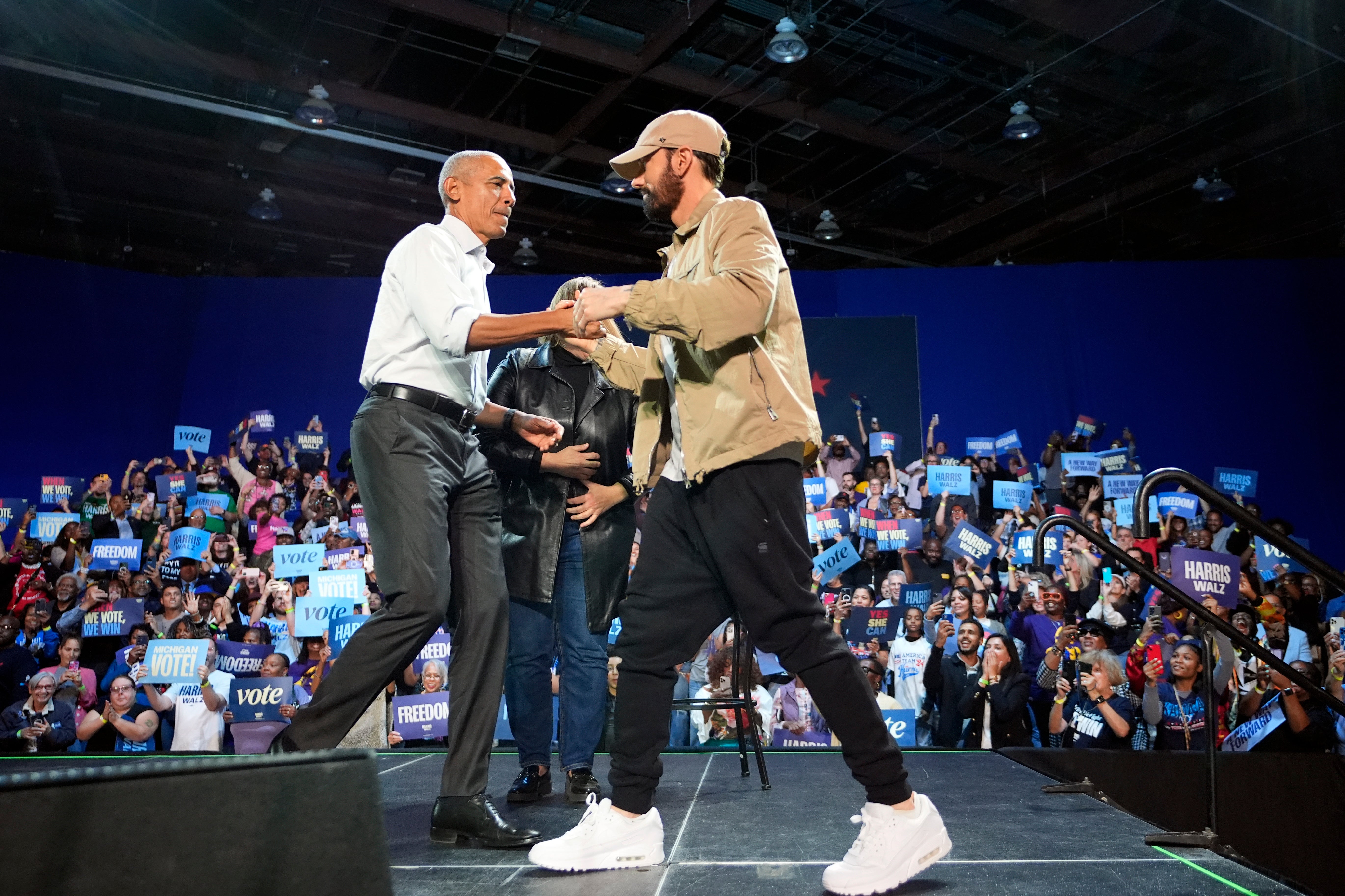 Eminem ran for Democrats in Detroit